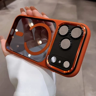 หรูหราแม่เหล็กโปร่งใสเคสโทรศัพท์สําหรับiPhone 11 12 13 14 15 16 17 Pro Max Plus Airกันชนแม่เหล็กกันกระแทกกรณีฝาครอบโทรศัพท์