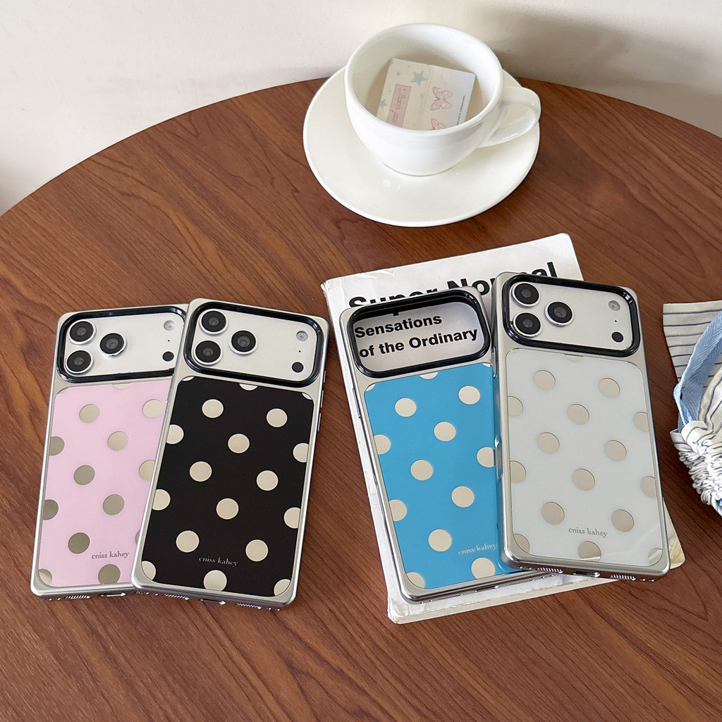 พื้นผิวกระจกสี่เหลี่ยมลายจุดเคสโทรศัพท์สําหรับ ไอโฟน 17 มือโปร สูงสุด 17 16 15 14 เคสโทรศัพท์ป้องกันการหล่น