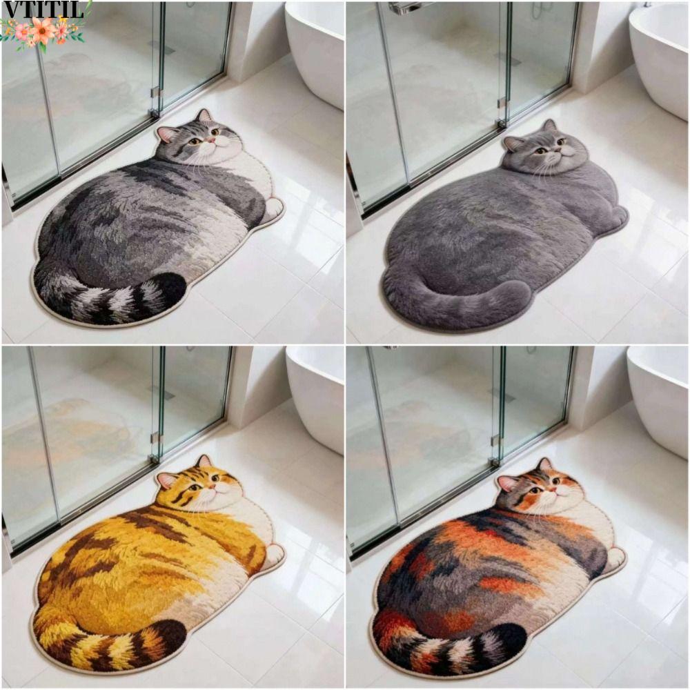 VtITIล น่ารักแมวคริสตัลกํามะหยี่แผ่นพื้น,40*60เซนติเมตรรัสเซียสีฟ้าห้องน้ําพรม,ขิงแมวดูดซับน้ํานุ่มประตูห้องนอนพรมขนาดเล็กห้องนั่งเล่นโต๊ะน้ําชาข้างเต