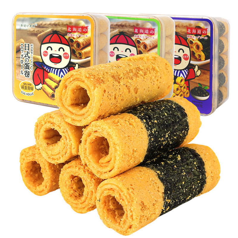 新品现货奶酥原料小老板咸蛋黄蛋卷188g小零食下午茶鸡蛋卷日式蛋仔卷Soup raw material small boss salted egg yolk egg roll 18820260418