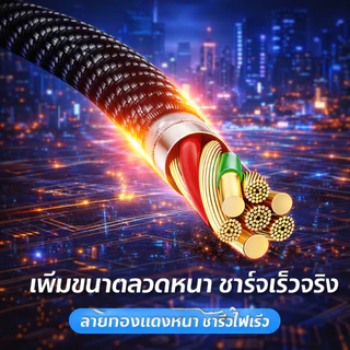 【ซื้อ 1 แถม 1】สายชาร์จเร็ว 120W สายถักมีจอ LED บอกวัตต์ ดีไซน์โปร่งใส ชาร์จไว Type-C / L 1m 2m