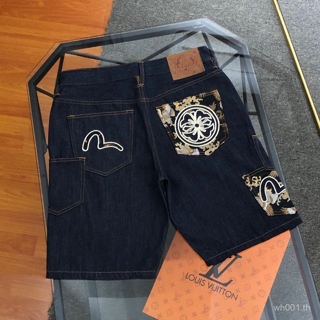 Evisu new 2026 กางเกงขาสั้นยีนส์ทรงตรง สไตล์ย้อนยุค สำหรับฤดูร้อน