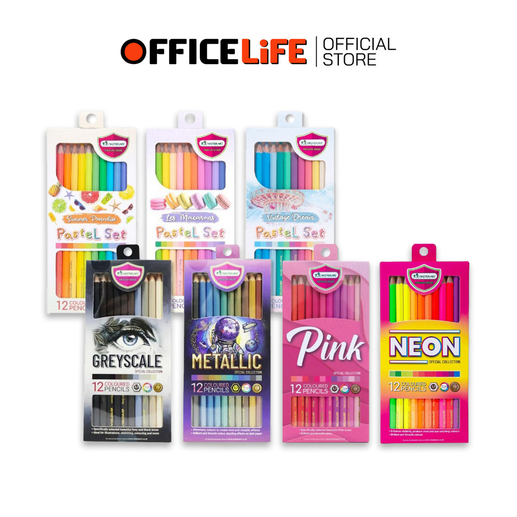 Master Art (มาสเตอร์อาร์ต) ดินสอสีไม้ สีพาสเทล Pastel 12 สี Special Collection ( 1 กล่อง )