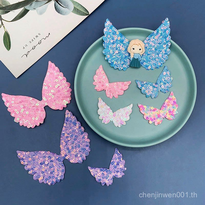 คลิปผมโบว์ hand-made สำหรับเด็ก ออกแบบเป็นปีกนางฟ้าลวดลายการ์ตูน L7KB