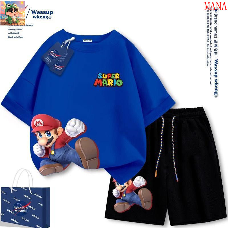 【MANA】COD เสื้อยืดเด็ก คอตตอน 100% Cotton ชุดผ้าฝ้ายเด็ก ชุดมาริโอ เสื้อผ้าเด็กชาย ชุดกีฬาแขนสั้นใหม่ปี 20 - รูปที่ 3