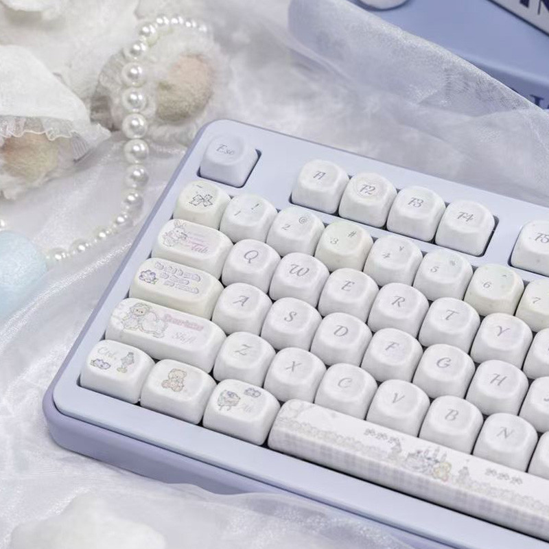 130 คีย์ขนมกระต่าย MOA Profle Keycaps Dye Sublimation PBT Keycaps สําหรับ MX Switches คีย์บอร์ดเครื่