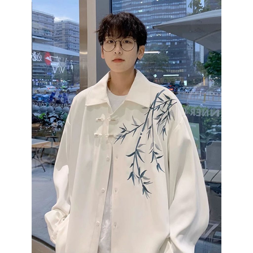 新中季中国风 hairburg เสื้อ Troller 长袖外套สไตล์ใหม่ไม้ไผ่ปักเสื้อแขนยาวสําหรับชายMRF