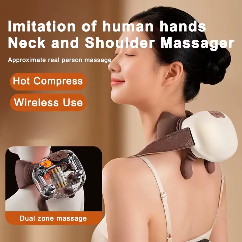 Electric Kneading Neck Massager Bionic Neck Shoulder Massager Heated Back Massagers Neck Waist Leg B