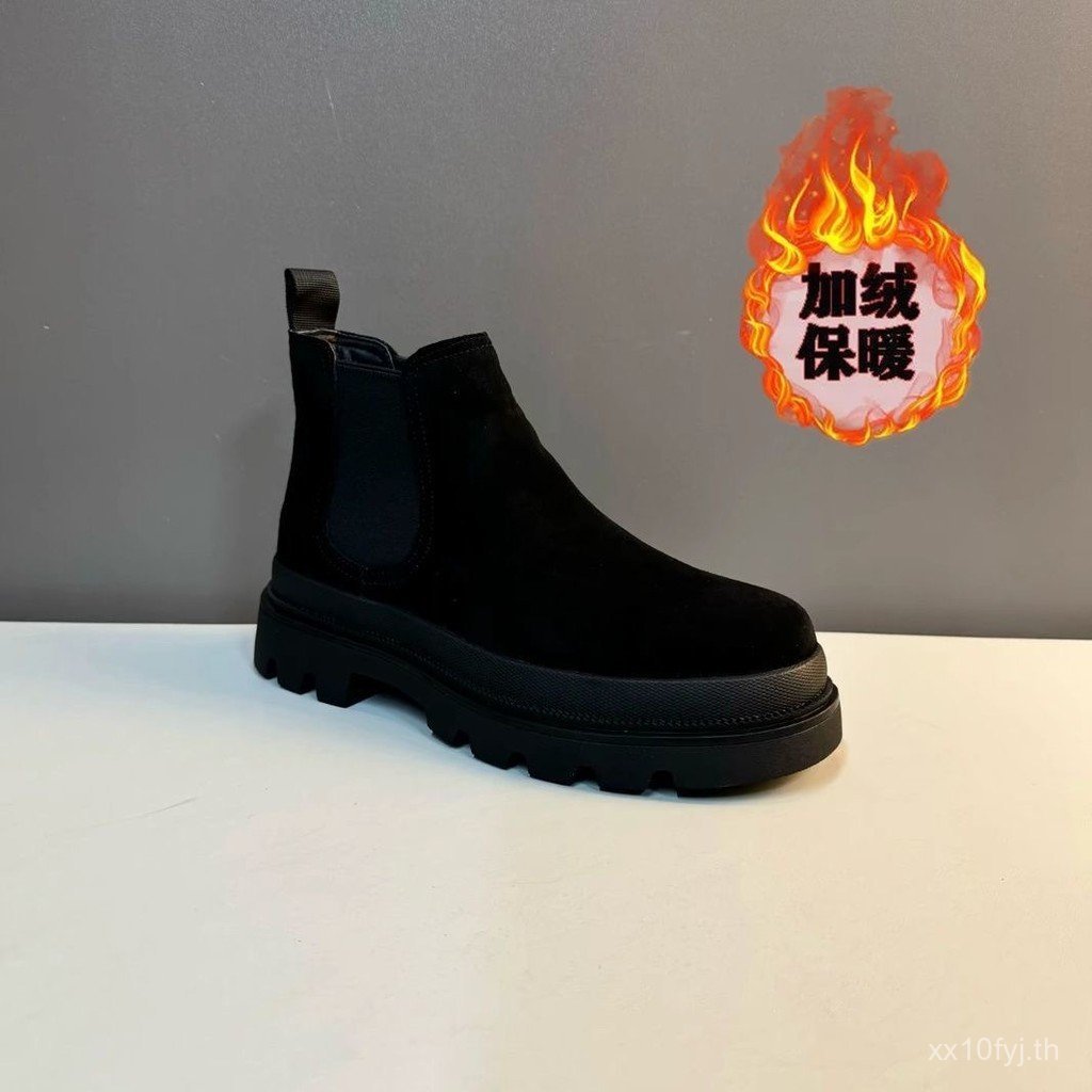 Fuyuan รองเท้าผู้ชายลําลองแขนเชลซีรองเท้าฤดูใบไม้ร่วงฤดูหนาวหนา Soled แฟชั่น High-Top รองเท้ากลางแจ้