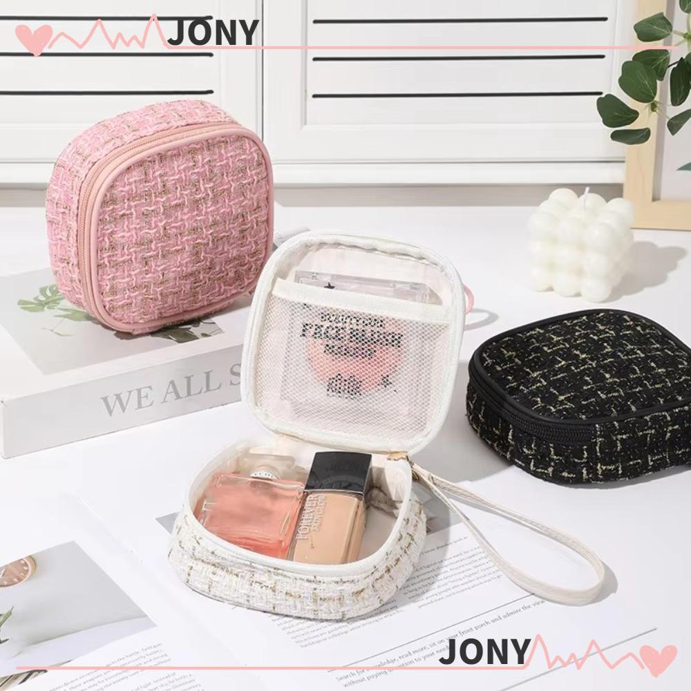 JONY Mini Makeup Storage Bag, Large Capacity Key Coin ผ้าอนามัย Tote Bag, Multifunctional Data Line 