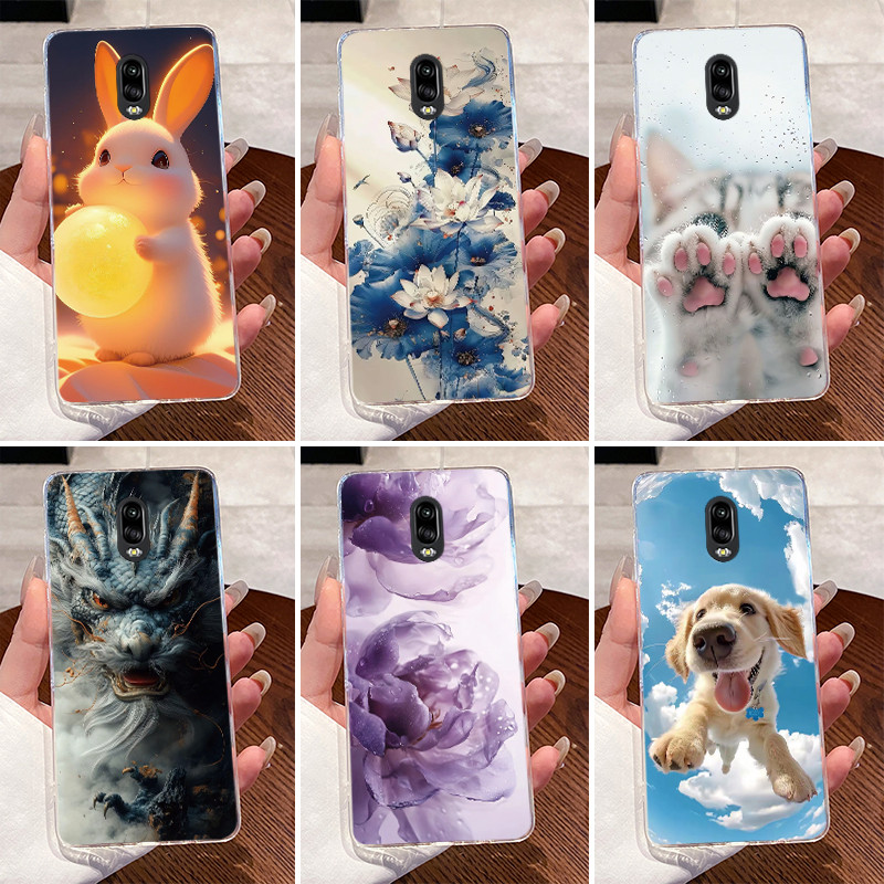 ปลอกสําหรับ Samsung Galaxy J7 + Plus C8 C710F C7100 C7108 กรณีความงามหรูหราน่ารัก Cool ชายหญิงโปร่งใสซิลิโคนนุ่มฝาครอบ