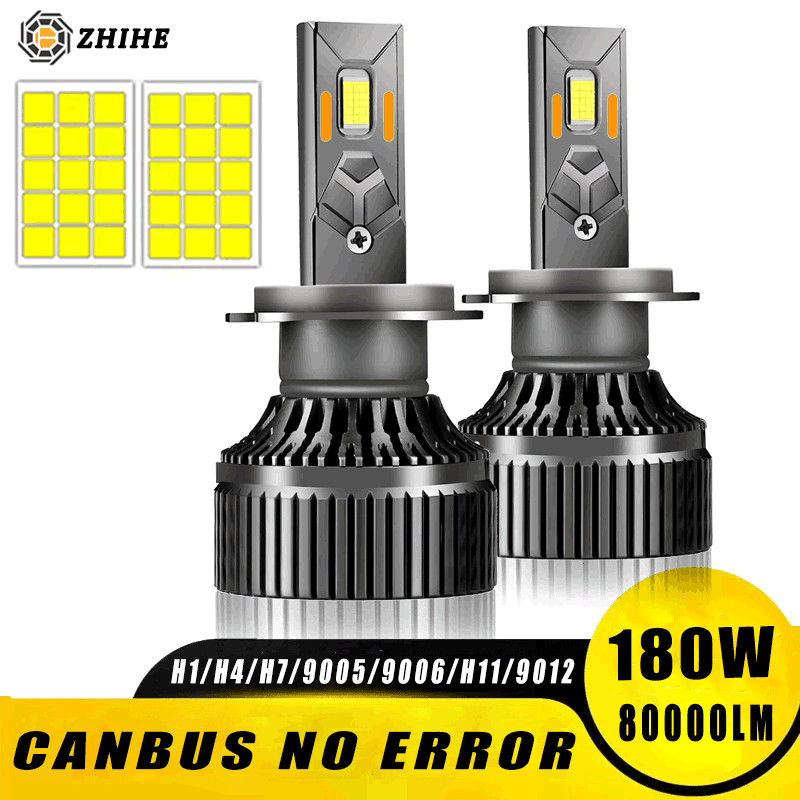 2PCS 180W 80000LM Canbus H4 H7 H1 LED H8 H9 H11 9005 9006 9012 HB3 HB4 รถ LED ไฟหน้าหมอกอัตโนมัติหลอ