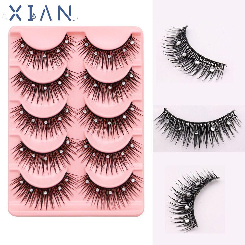 XIANEN Diamond Manga Lashes Handmade Fuffy Lashes Glitter Dramatic Volume หนา Long Eye Lashes