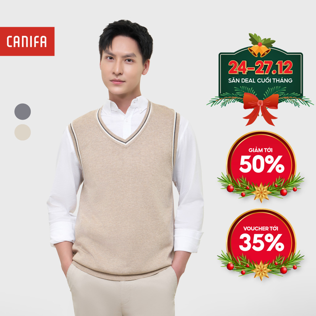 CANIFA 8TE25W005 เสื้อสเวตเตอร์กิเลตสําหรับผู้ชาย