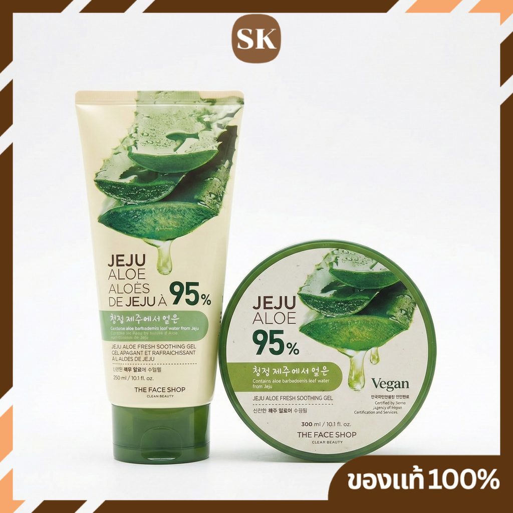 (ของแท้/พร้อมส่ง) The Face Shop Jeju Fresh Aloe Soothing Gel 95% ขนาด 300 ml.