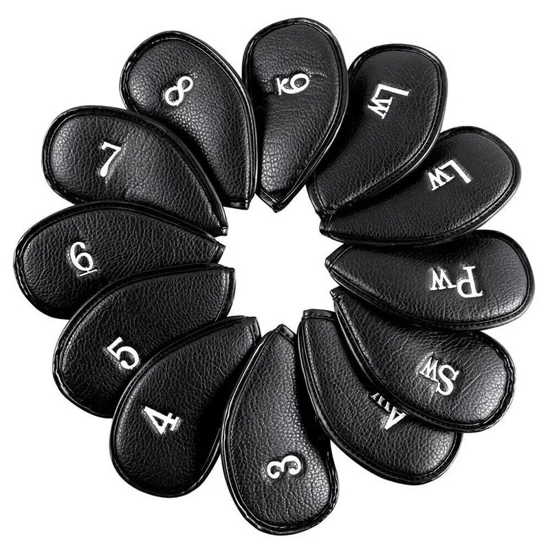 6PCS / 12pcs Leather Golf Iron Head Covers Thick Synthetic Golf Club Headcover Set