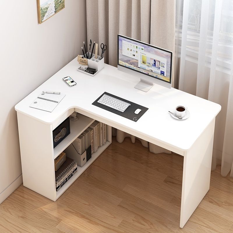 Solid wood simple desk corner desktop bookshelf integrated student study table bedroom writing compu