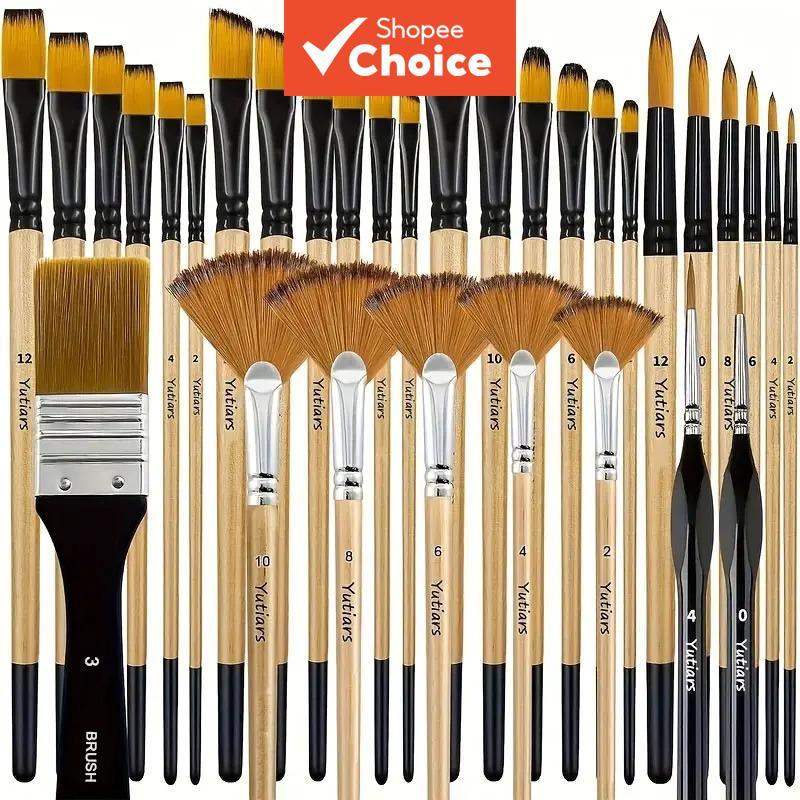 32 ชิ้น แปรงทาสีสําหรับสีอะคริลิก, ขนไนลอนพรีเมียม ทรงกลม, ฟิลเบิร์ต, แบน, พัด, มุม, แปรงรายละเอียดละเอียด, ทนต่อการหลุดร่วง