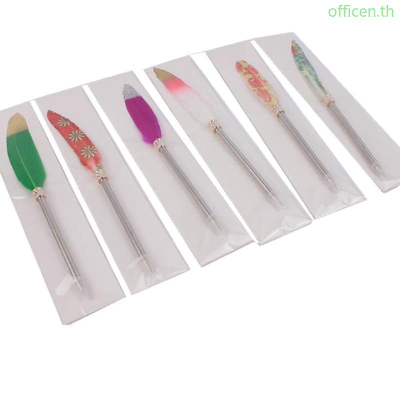 Cen 6 ชิ้น Feather ปากกาลูกลื่นปากกาเขียนตลก Smooth to เขียน Christmas Stocking Fillers สําหรับเกมเด