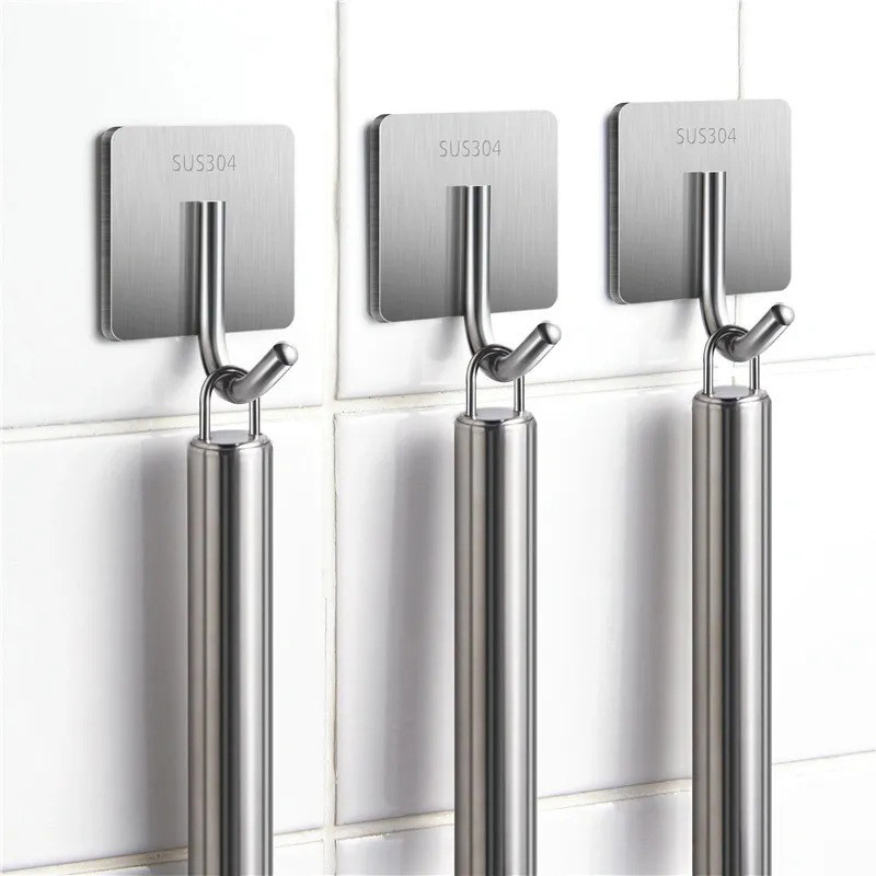 HomeBliss💖ตะขอสแตนเลส 304ตะขอติดผนังสแตนเลสกาวเหนียวติดทนไม่ลอก กันน้ำ รับน้ำหนักได้ดี มีรูพรุนในห ้องน ้ ําและห ้องครัว - รูปที่ 2