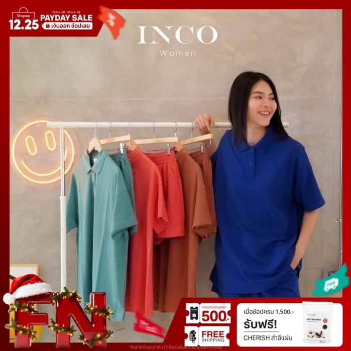 INCO WOMEN เสื้อโปโลแขนสั้นทรง OVER SIZE