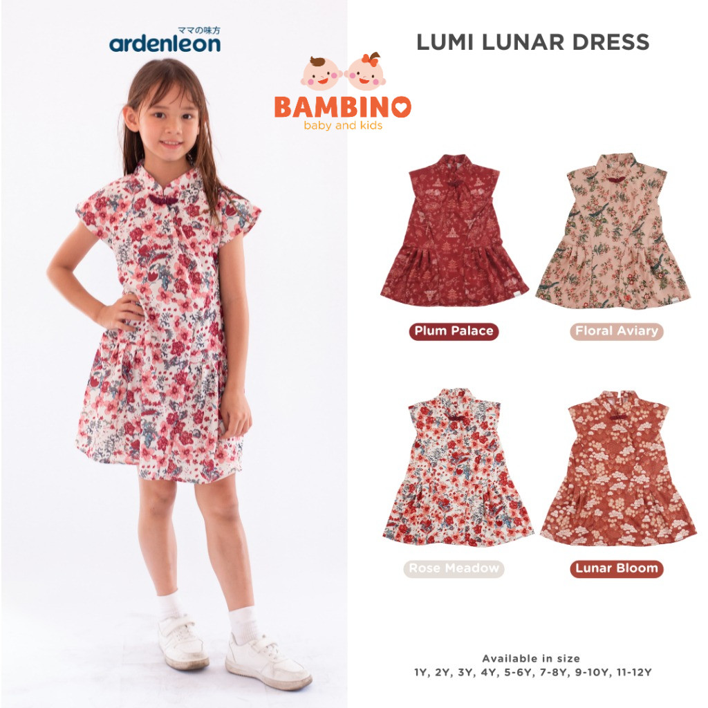 ARDENLEON Lunar ชุดปีใหม่ Congsam CNY Girls Lumi Lunar Dress
