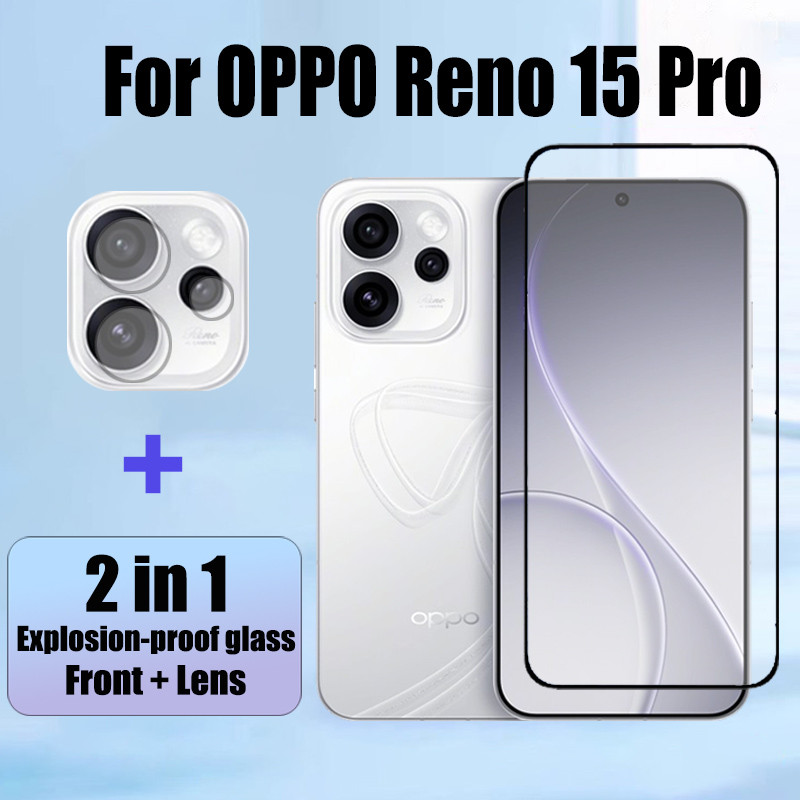 2 in 1 ฟิล์ม Reno 15 Pro 5G ป้องกันหน้าจอ สำหรับ กระจกนิรภัยสําหรับ สำหรับ OPPO Reno 15F 14 13 13F 12 12F 11F Pro 5G Anti-impact Glass ฟิล์ม กันรอยหน้าจอ สำหรับ ฟิล์มกระจก & ฟิล์มกล้อง