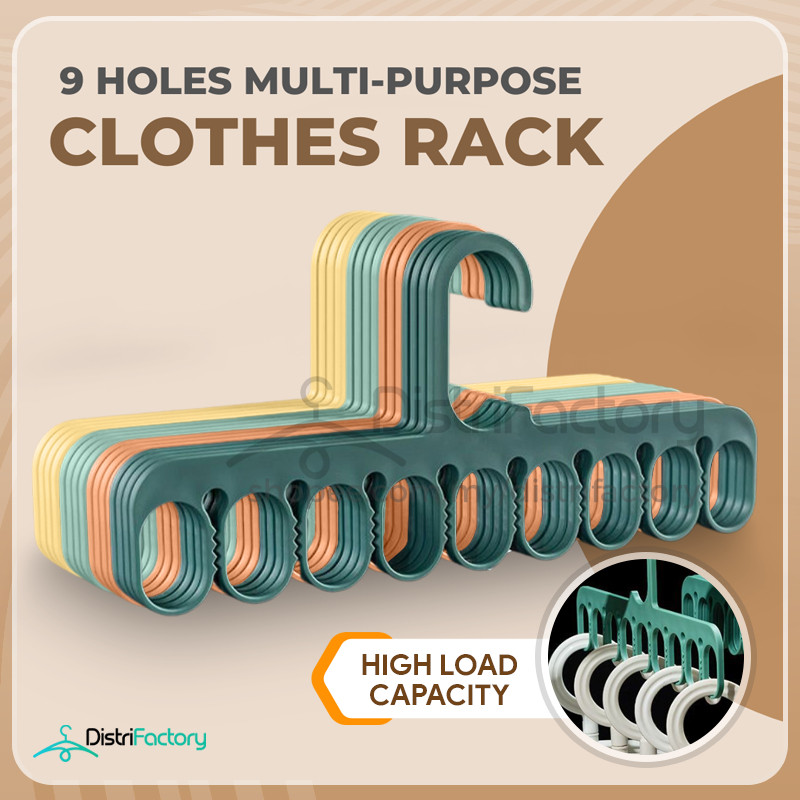 Nine Holes Clothes Rack Non-marking Multi-functional Clothing Brace Windproof Groove Underwear Sock 