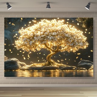 แบนเนอร์พื้นหลังต้นไม้สีทองของชีวิต1ต้นพร้อมธีมที่ทันสมัยเหม…