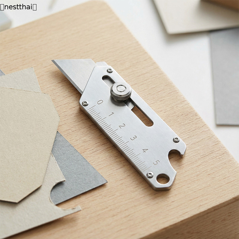 🍉nestthai🍉มีดคัตเตอร์ คัตเตอร์พกพา คัตเตอร์สั้น5cmพกพาง่าย เหมาะสำหรับตัดวอลเปเปอร์ กระดาษแข็ง และกระดาษ ฝาขวดที่เปิดได้ - รูปที่ 4