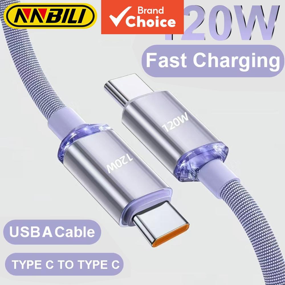 สายชาร์จ NNBILI NEW 120W PD Type C To USB C สําหรับ iPhone 15 16 17 ชาร์จเร็ว USB A To Type C สําหรับ Xiaomi
