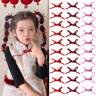 เซ็ตมินิโบว์ 10-12 ชิ้น สีสันสดใสสำหรับผมผู้หญิง สไตล์เกาหลี กิ๊บริบบิ้นทำมือ