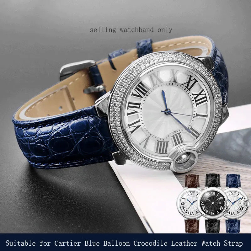สําหรับ Cartier Blue Balloon นาฬิกาสําหรับบุรุษและสตรีหนังจระเข้นาฬิกาอุปกรณ์เสริมยก strap18-11mm 20