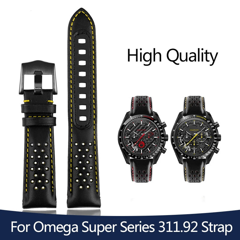 21 มม.หนังหนังลูกวัวสําหรับ Omega Super Moon Dark ด้านข้าง Apollo 8 Series ผู้ชาย 311.92 สายนาฬิกา 3