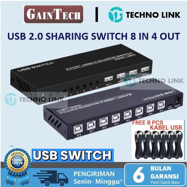 USB 2.0 Sharing Switch 8 in 4 out + 8 สาย USB FJGEAR GAINTECH GT-U804