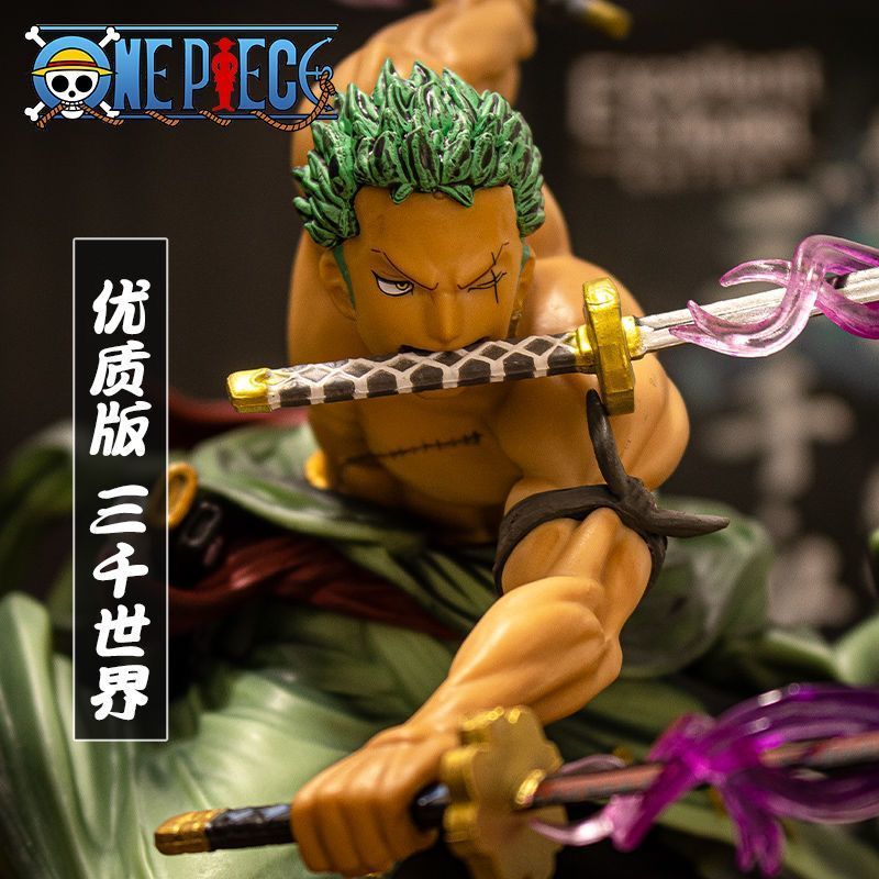 สามพันโลก Zoro One Piece K Ronoa Zoro Luffy Three-Class Special Effects Figure Case Pendulum