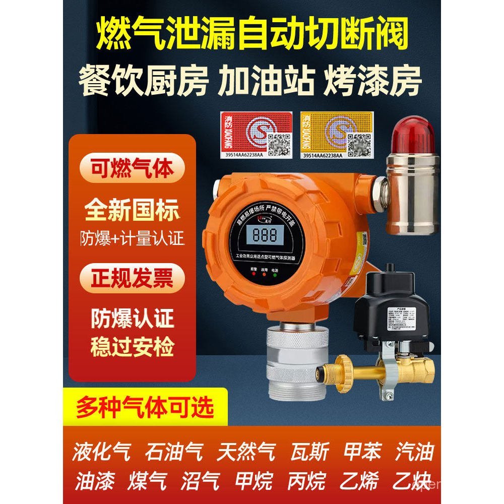 Gas Alarm Catering Commercial Gas Leak Detector วาล์วตัดอัตโนมัติ Liquefied Gas รั่ว De