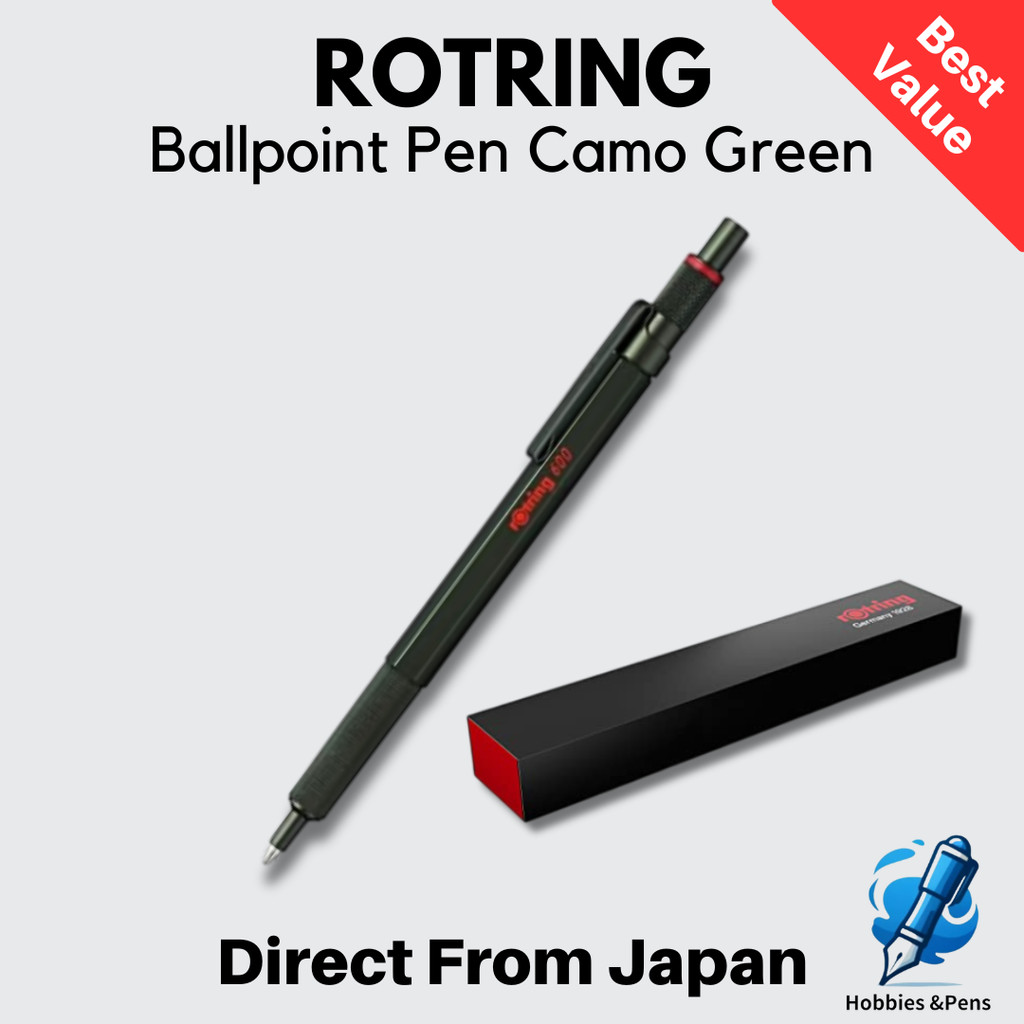 ROTRING 600 Ballpoint Pen Camouflage Green Oil Based Writing Instrument