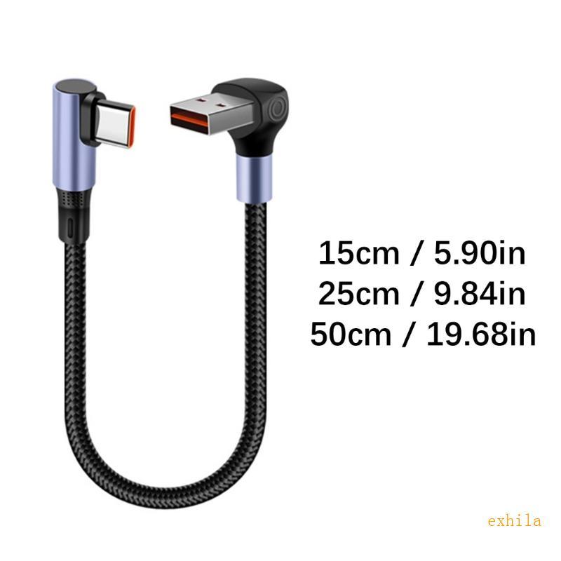 Exhila สาย USB สั้น Type C สายข้อศอก Fast Charging USB to Type C Data Transfer