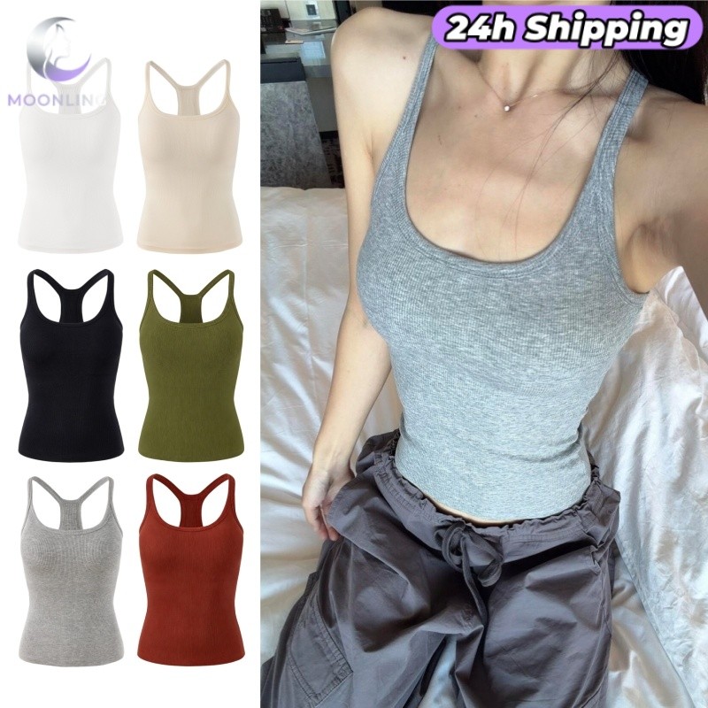 moon Camisole สำหรับฤดูร้อนปี 2026 ใหม่มาถึง เสื้อด้านบนสำหรับผู้หญิงพร้อมแผ่นรองหน้าอก FY130