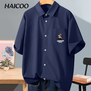 HAICOO เสื้อเชิ้ตผู้ชายแขนสั้น ผ้าไอซ์ซิลล์ เนื้อบางเบา ไม่ต้องรีด ทรงสวย สไตล์ Smart Casual