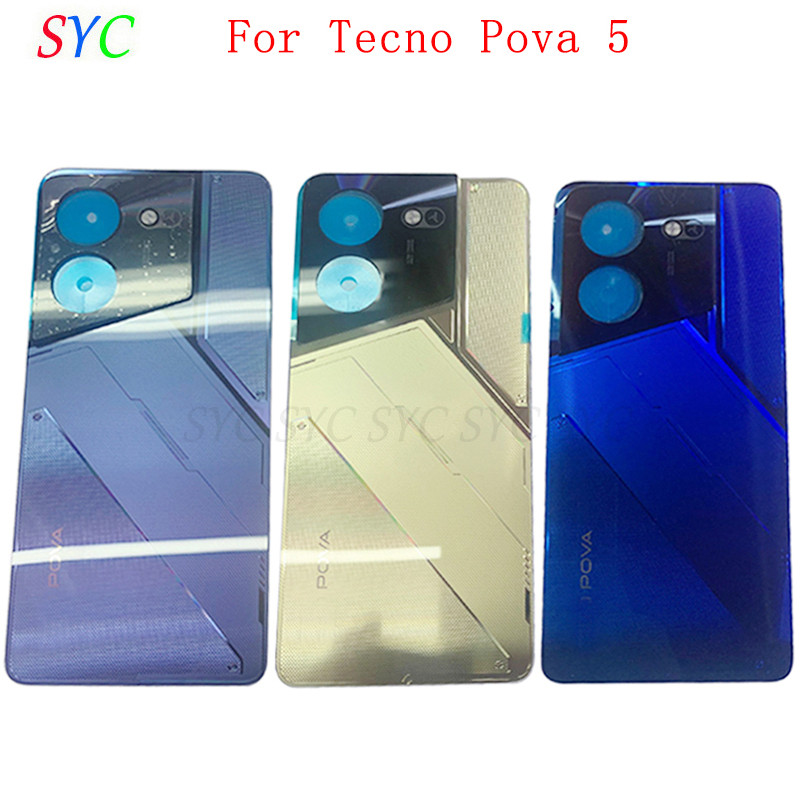 ฝาครอบแบตเตอรี่ด้านหลังประตูสําหรับ Tecno Pova 5 ฝาหลังพร้อมอะไหล่ซ่อมโลโก้เลนส์กล้อง – โปรปัง