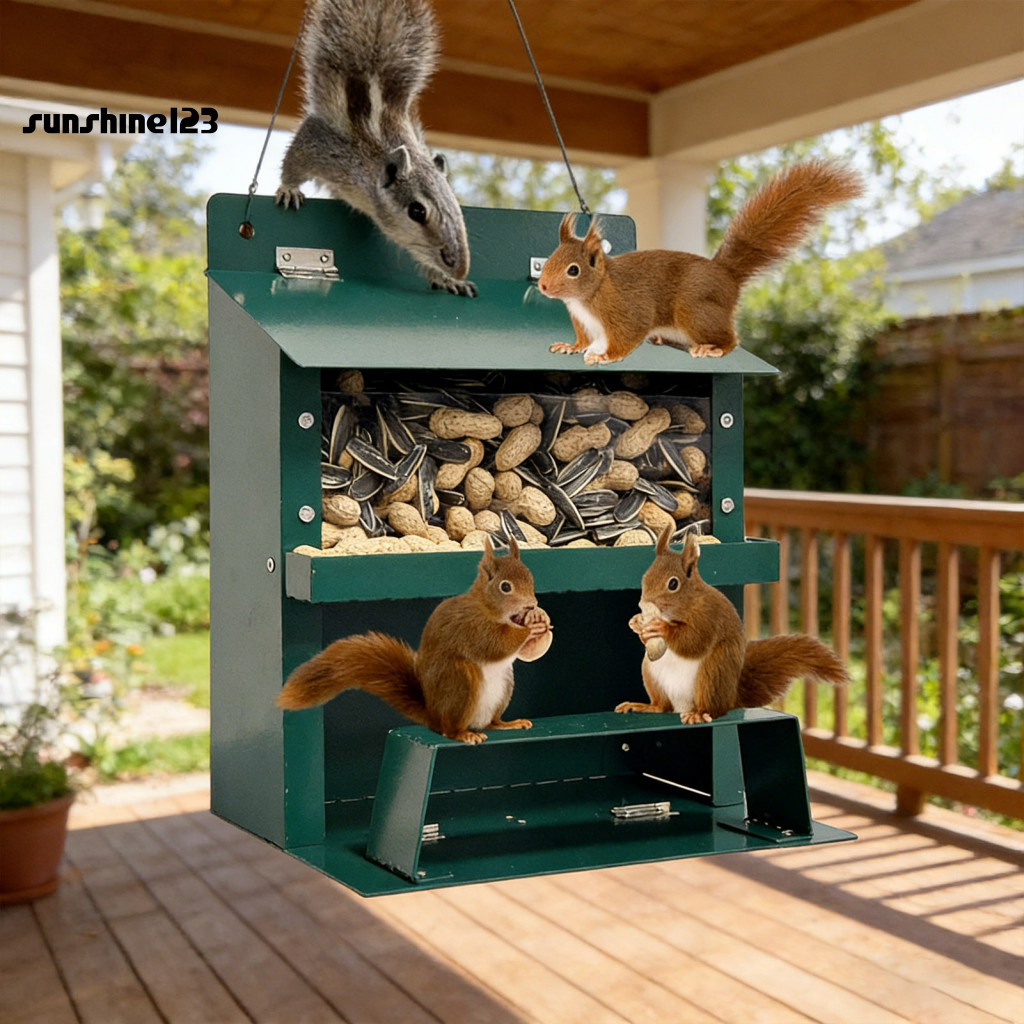 <Sunshine123> Chipmunk Feeder Outdoor Squirrel Feeder โลหะติดผนังกลางแจ้ง Chipmunk Squirrel Feeder ห
