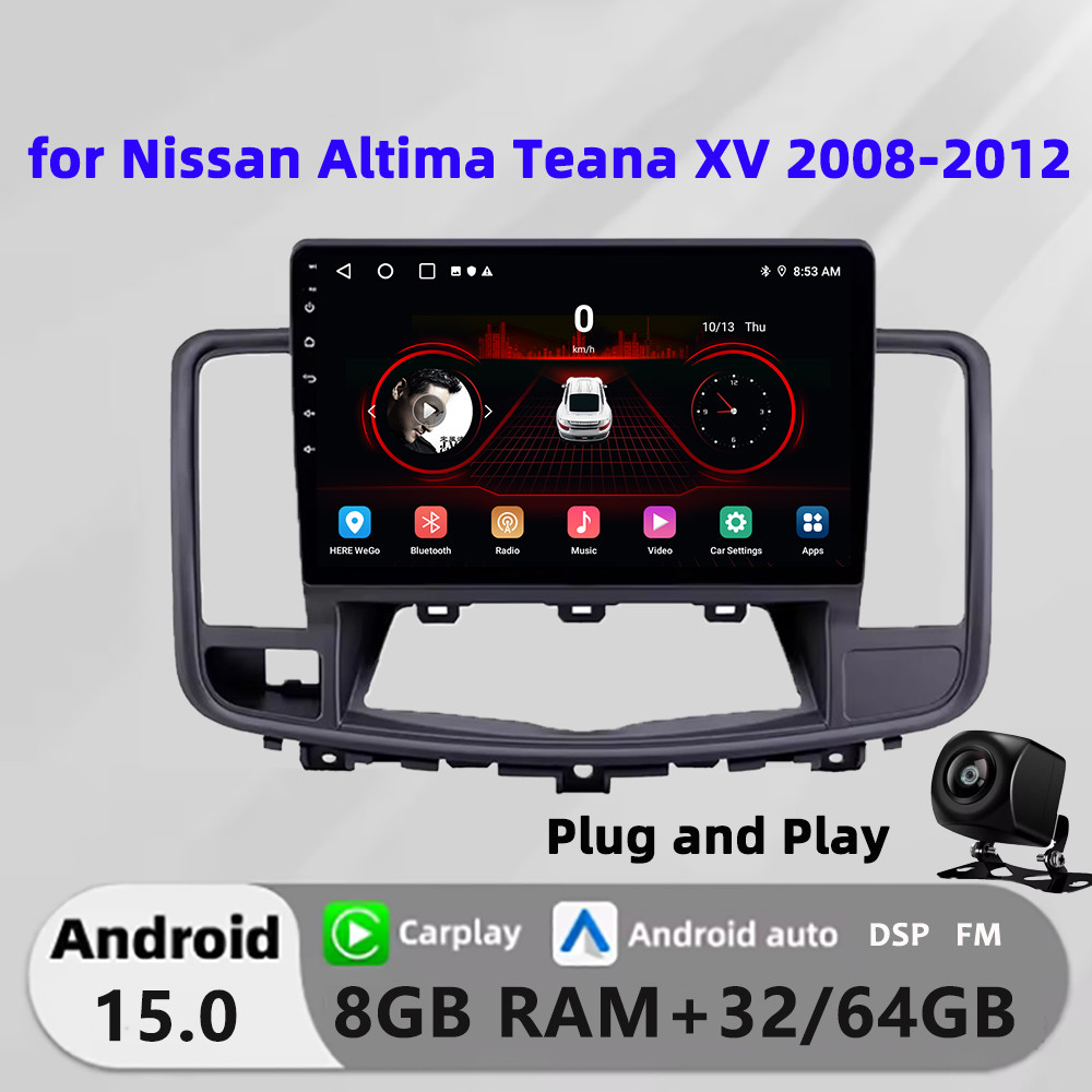 Honxun เครื่องเสียงรถยนต์หน้าจอสัมผัส android หัว 9 นิ้ว 8G+64 สําหรับ Nissan Altima Teana XV 2008-2