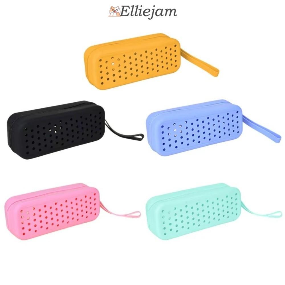 ELLIEJAM กระเป๋าเก็บแว่นว่ายน้ำ ซิลิโคน perforated ระบายอากาศได้ดี พกพาสะดวก สำหรับเดินทาง