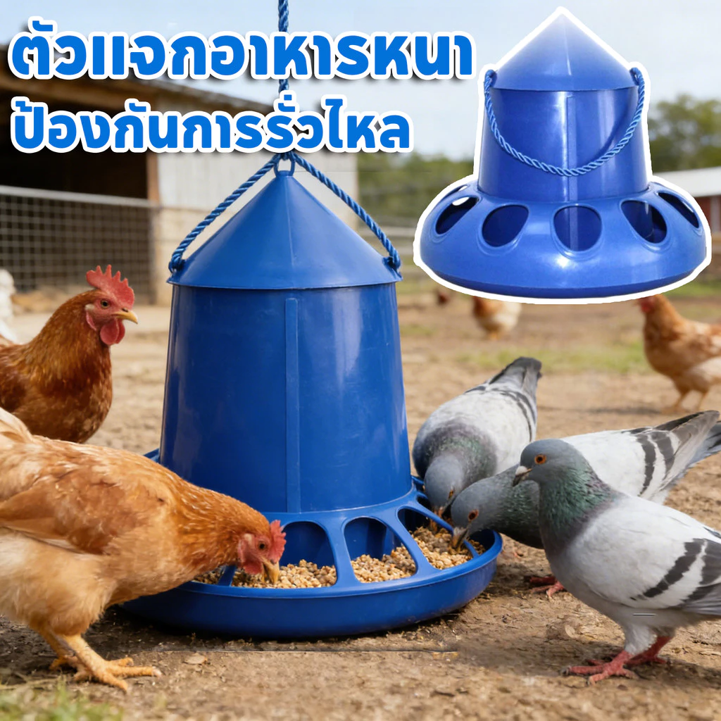 ถังอาหารไก่ เครื่องให้อาหารไก่อัตโนมัติ รางให้อาหารนกพิราบ ป้องกันการรั่วไหล ป้องกันการหก ตัวแจกอาหารหนา