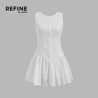 (Refine by Lovito) ชุดเดรสลำลองผ้าฝ้ายปักลายเรียบๆ สำหรับผู้หญิง ปาร์ตี้/เป็นทางการ LR2ED078
