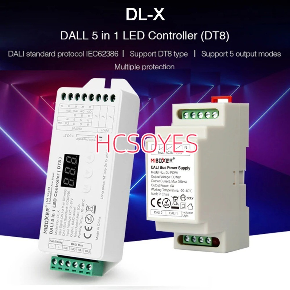 MiBoxer DALI DT8 (DALI 5 IN 1) ตัวควบคุม LED 86 แผงสัมผัส DP1S DP2S DP3S DALI Bus Power Supplly DIN 
