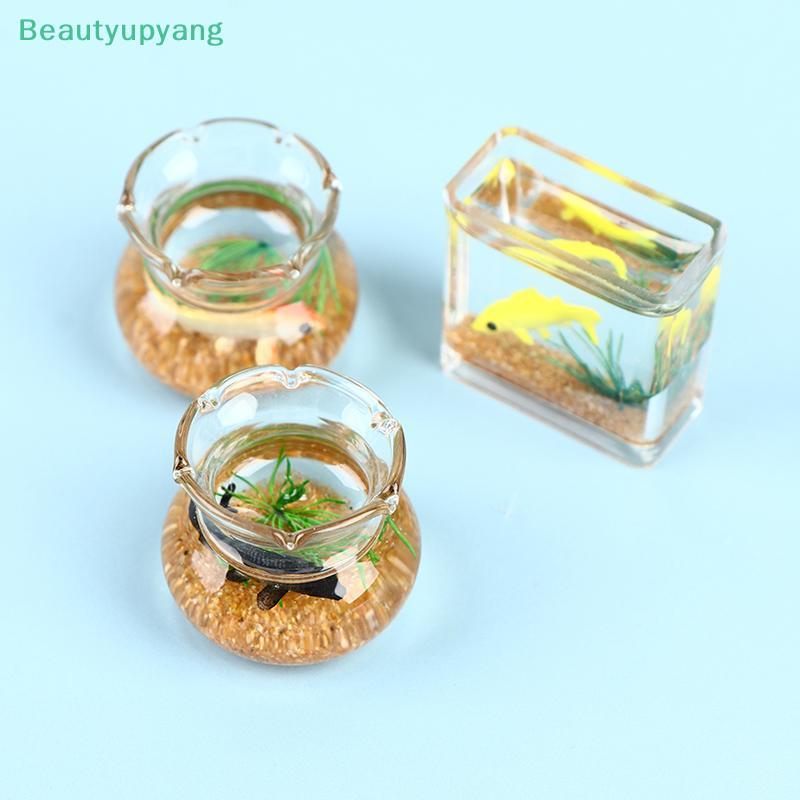 [Beautyupyang] Dollhouse Miniature Glass Fish Tank Bowl Aquarium Doll House Home Ornament Toy