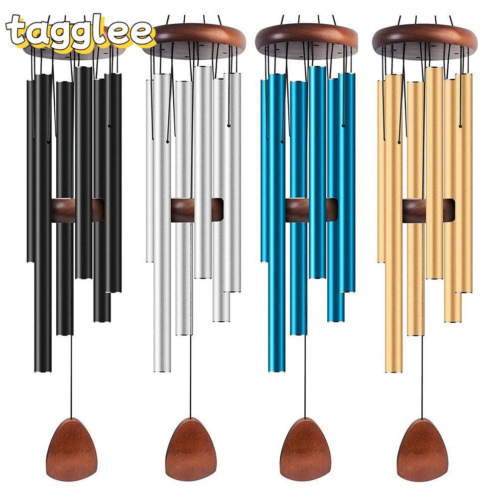 TAGGLEE หลอดโลหะ Windchime, 6 แท่งอลูมิเนียมลมตีระฆัง, จี้ Zen บรรยากาศสวนระฆังลมขนาดใหญ่